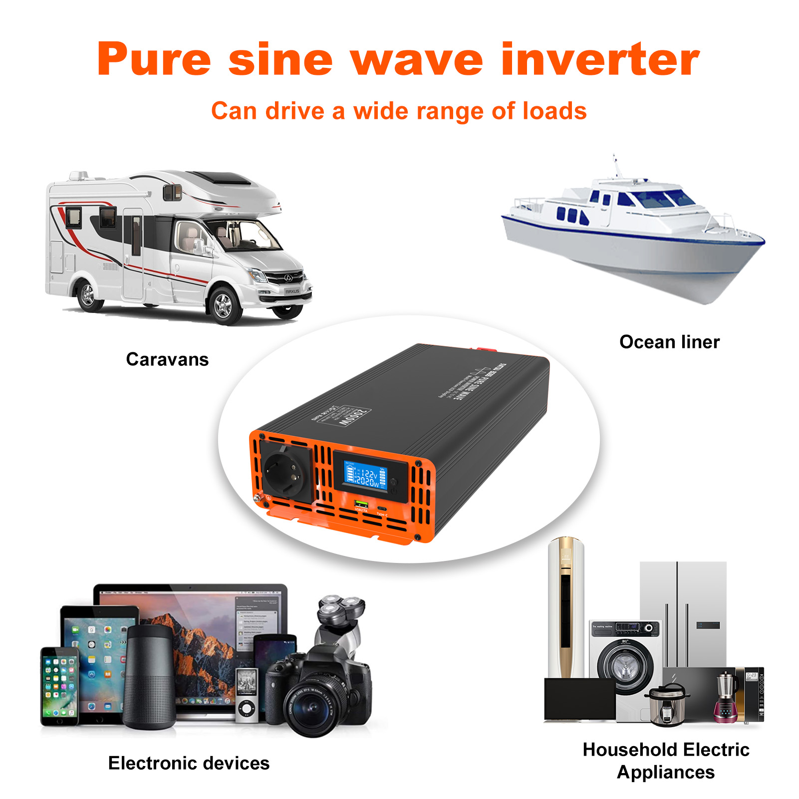 อินเวอร์เตอร์พลังงานแสงอาทิตย์ - Power Inverter 12V 220V 4000W Continuous บทวิจารณ์และราคา